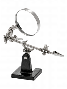 Третья рука для пайки, универсальный держатель на подставке с лупой 2 руки Орбита OT-INL01